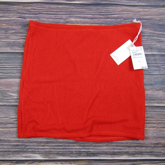 Good American Always Fits Mini Skirt In Bright Poppy Red Stretchy - Picture 10 of 11